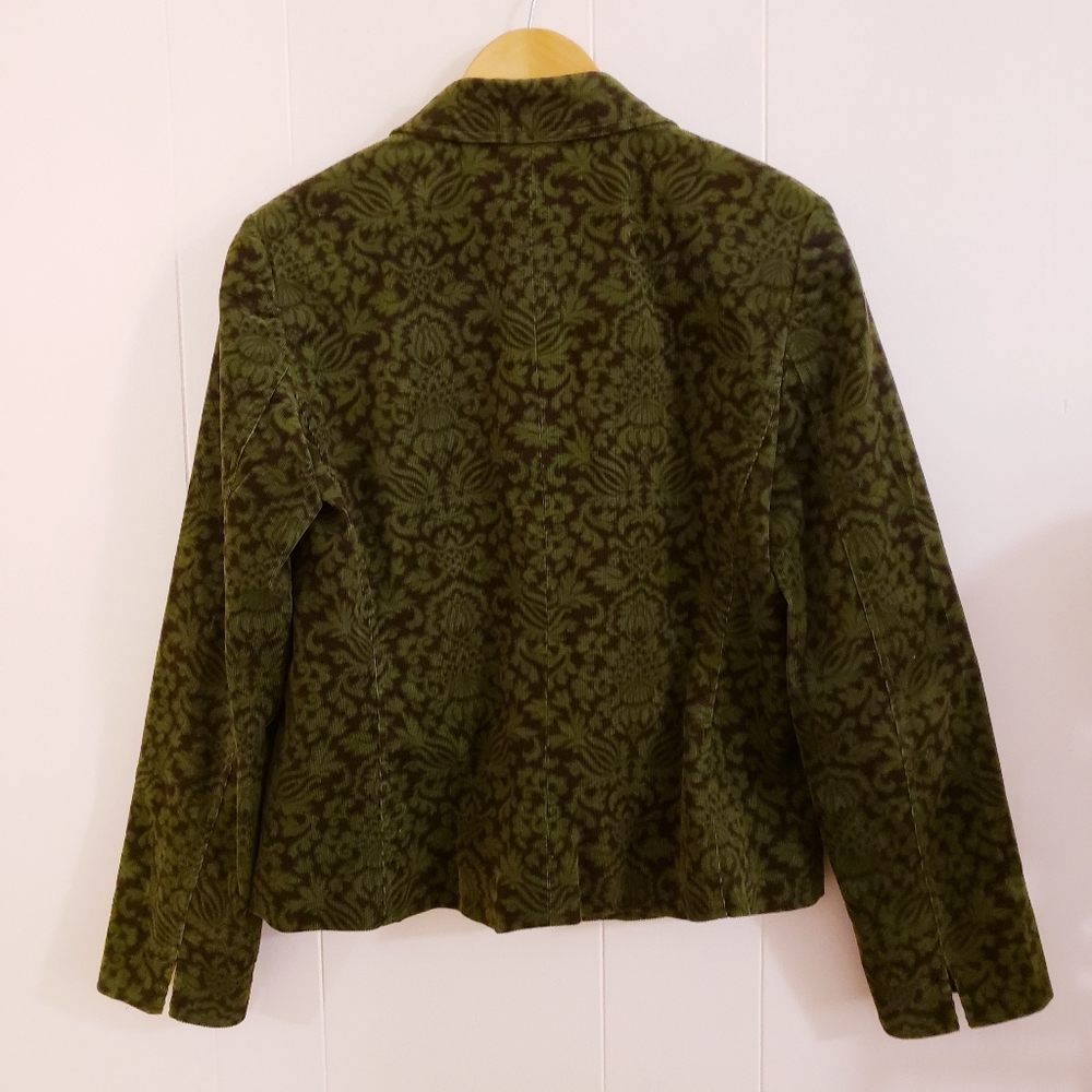 Talbots Women Jacket Size 6 Green Brown Soft Velvet Corduroy Cotton Spandex Blnd - Picture 11 of 12